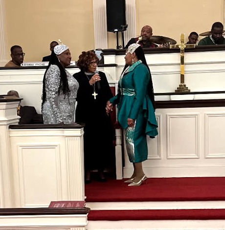Bishop Martha J. Thomas, Elder Barbara J. Spencer, and Deaconess Lillie Mae Gulledge
